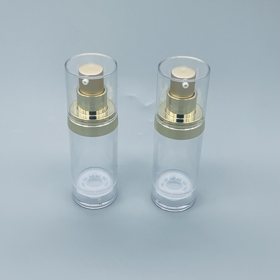 Botol Pompa Pengap Kosmetik Plastik Transparan Emas Kemasan Vakum 30ML